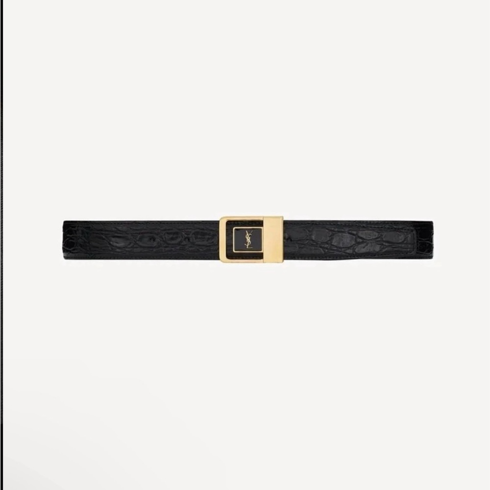 YSL BNIB LA 66 BUCKLE BELT IN CROCODILE-EMBOSSED LEATHER sz: 75- Sold out online